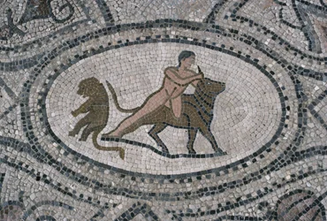 Hércules y el toro cretense, del suelo de 