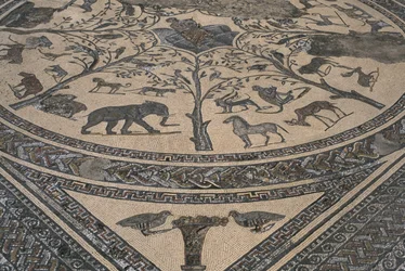 Casa de Orfeo, Orfeo rodeado de animales salvajes (detalle)