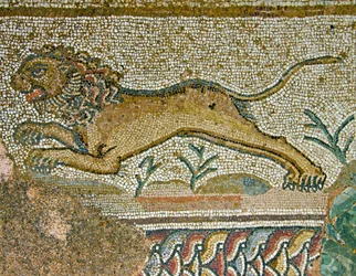 Escena de caza (detalle de un león)