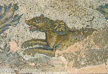 Escena de caza (detalle de una leona)