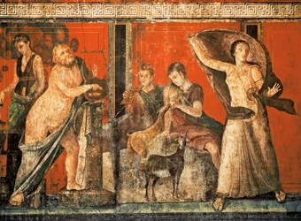Ritos de iniciación del culto de Dioniso, fresco de la Villa dei Misteri
