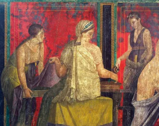 Ritos de iniciación del culto de Dionisio, fresco de la Villa de los Misterios