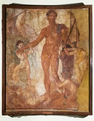 Italia, Campania, la basílica de Ercolano, Teseo matando al Minotauro (fresco)