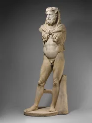 Estatua de mármol de un Hércules barbudo, 68-98 d.C. (mármol)