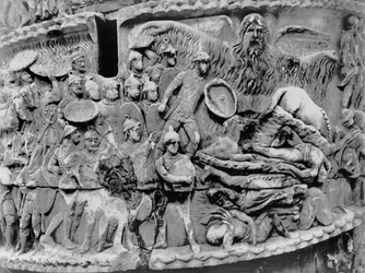 Lluvia milagrosa, detalle de la columna de Marco Aurelio, AD 180-196