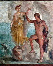 Perseo sosteniendo la cabeza de Medusa, liberando a Andrómeda