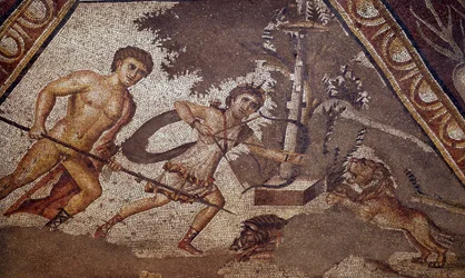 Arte romano: Mosaico de las estaciones del patio de la villa de Constantino de 