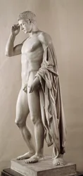 Arte romano: estatua del emperador romano Augusto (antes Octavio) (63 a. C.-14 d. C.). París, Museo del Louvre