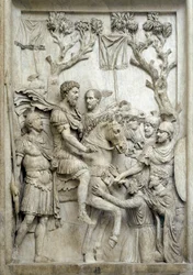 El emperador romano Marco Aurelio perdona a los enemigos derrotados, c.176-180