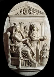 Arte romano: una escena de sacrificio en Vesta (Hestia) de Villa Albani (bajo relieve)