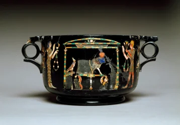 Arte romano: copa con motivos egipcios. De Castellammare di Stabia. Siglo I d.C. Dim. 12 cm Museo Arqueológico Nacional, Nápoles