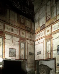 Arte romano: vista interna de la domus aurea o Casa Dorada: palacio imperial de la antigua Roma, construido por Nerón