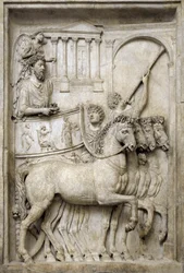Emperador romano Marco Aurelio en su carro triunfal, siglo II