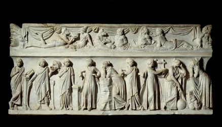 Sarcófago de las Musas: representación de musas diosas de las artes y las letras