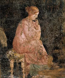 Mujer sentada, detalle de fresco de Pompeya