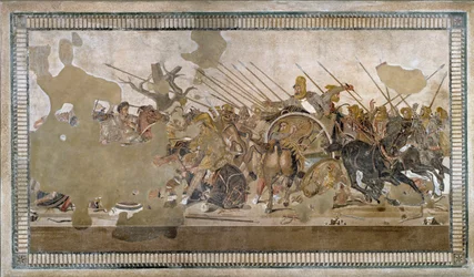 La batalla de Issos ganada por Alejandro Magno contra Darío III Codomano