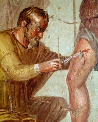 Eneas herido es atendido por Iapyx ayudado por Venus (fresco, 54-79 d.C.)