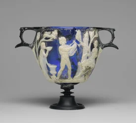 Skyphos de vidrio camafeo, c.1 AD