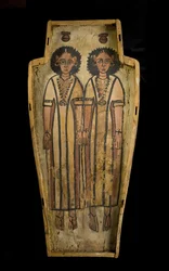 Base de ataúd antropoide, Alto Egipto, Tebas, Período Romano Tardío, c.175-200 d.C.