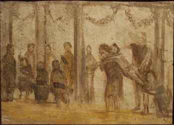 El castigo de un alumno. Fresco de la casa de Julia Felix, siglo I