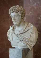 Arte de Roma Busto del Emperador Romano Marco Aurelio (121 - 180 d.C.) mármol