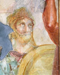 Detalle del fresco de las Bodas de Alejandro (Ares) y Stateira (Afrodita), fresco de la Región 6 Isla Oeste 39, Pompeya (Lista del Patrimonio Mundial de la UNESCO