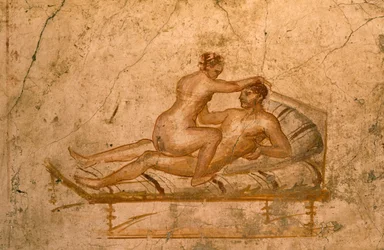 Fresco erótico de un cubículo de la Casa de los Vettii, Pompeya (Lista del Patrimonio Mundial de la UNESCO)