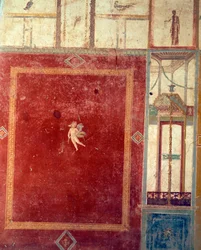 Fresco pompeyano de cuarto estilo, Casa de Pinario Ceriale, Pompeya , Campania, Civilización romana