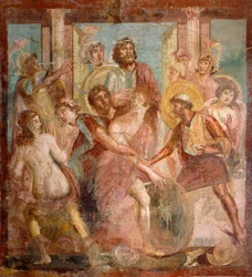 Fresco que representa a Aquiles y Esciro, de Pompeya , Campania, Civilización romana