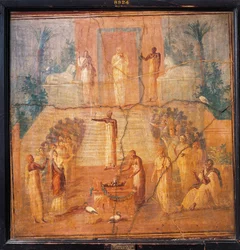 Fresco que representa el culto a Isis, de Herculano, provincia de Nápoles, Italia