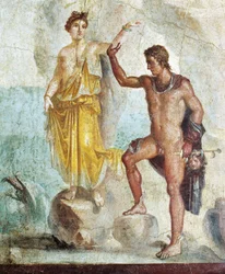 Fresco que representa a Perseo liberando a Andrómeda, de la Casa de los Dioscuros, Pompeya.