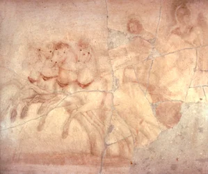 Fresco que representa un carro con auriga, de Herculano, Civilización romana
