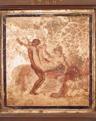 Fresco con tema erótico de Pompeya (Italia)