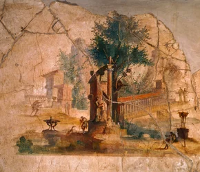 Fresco que representa un paisaje, de la villa de Agripa Póstumo, Pompeya (Lista del Patrimonio Mundial de la UNESCO)