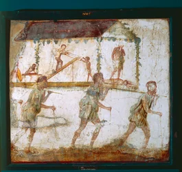 Fresco que representa una procesión de carpinteros, Taller de carpintería de Pompeya