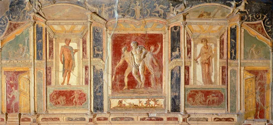 Fresco con decoración mural, de la Casa de Meleagro, Pompeya (Lista del Patrimonio Mundial de la UNESCO
