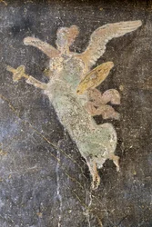 Fresco con figura alada, ala derecha en la Casa de los Vettii, Pompeya (Lista del Patrimonio Mundial de la UNESCO