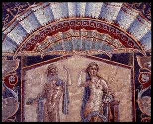 Neptuno y Anfitrite. (detalle) de un mosaico mural del triclinium de la casa de Neptuno y Anfitrite, siglo V a.C.-siglo I d.C.
