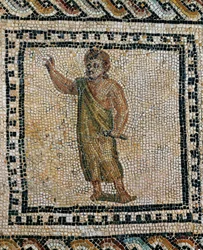 Orador gesticulando con la mano derecha (mosaico)