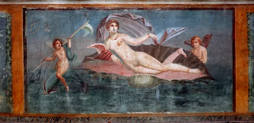 Arte romano: Venus. Fresco de la Casa della Venere in Conchiglia (Casa de Venus en la concha). Siglo I. Pompeya, Italia