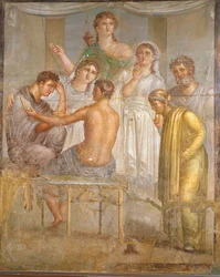 Civilización romana. Ademeto y Alcestis, fresco de la basílica de Herculano