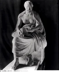 Filósofo sentado, cuya cabeza se considera que representa a Demóstenes (384-322 a. C.) (añadida posteriormente), procedente de Villa Montalto-Negroni