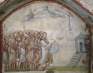 La resurrección de Lázaro, Catacumbas de Via Latina, Roma