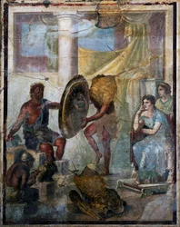 Tetis y Hefesto, fresco del 3er estilo pompeyano, descubierto en Pompeya (Lista del Patrimonio Mundial de la Unesco
