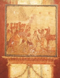 Caballo de Troya, fresco de la Casa de Menandro, Pompeya , Campania, Civilización romana