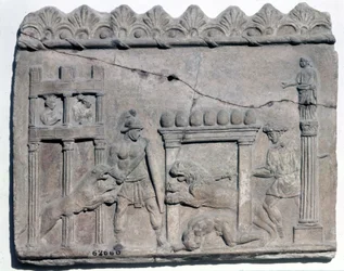 Venatio en las arenas. Relieve inferior de época romana. Museo Nazionale Romano