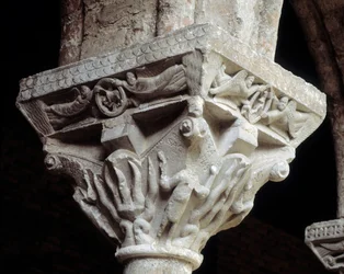 Capitel representando a los tres judíos en el horno ardiente (escultura)