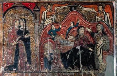 La Visitación y La Natividad con las comadronas Celomi y Salomé (detalle)