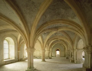 Vista del scriptorium, lugar de reunión de la comunidad, abadía cisterciense fundada en el siglo XII