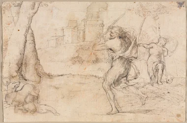 Rómulo y Remo encontrados por Faustulus, c. 1535